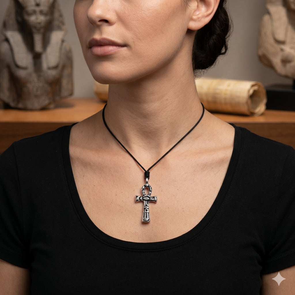 Egyptian Ankh Key Eye of Horus Ra Silver Pewter Brass Necklace Pendant Jewelry