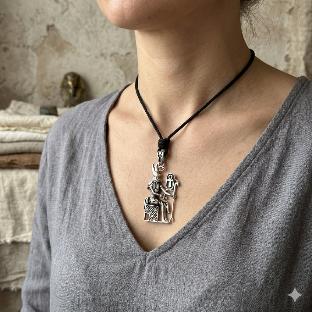 Egyptian God & Goddess 92.5 Sterling Silver Brass Necklace Pendant Jewelry
