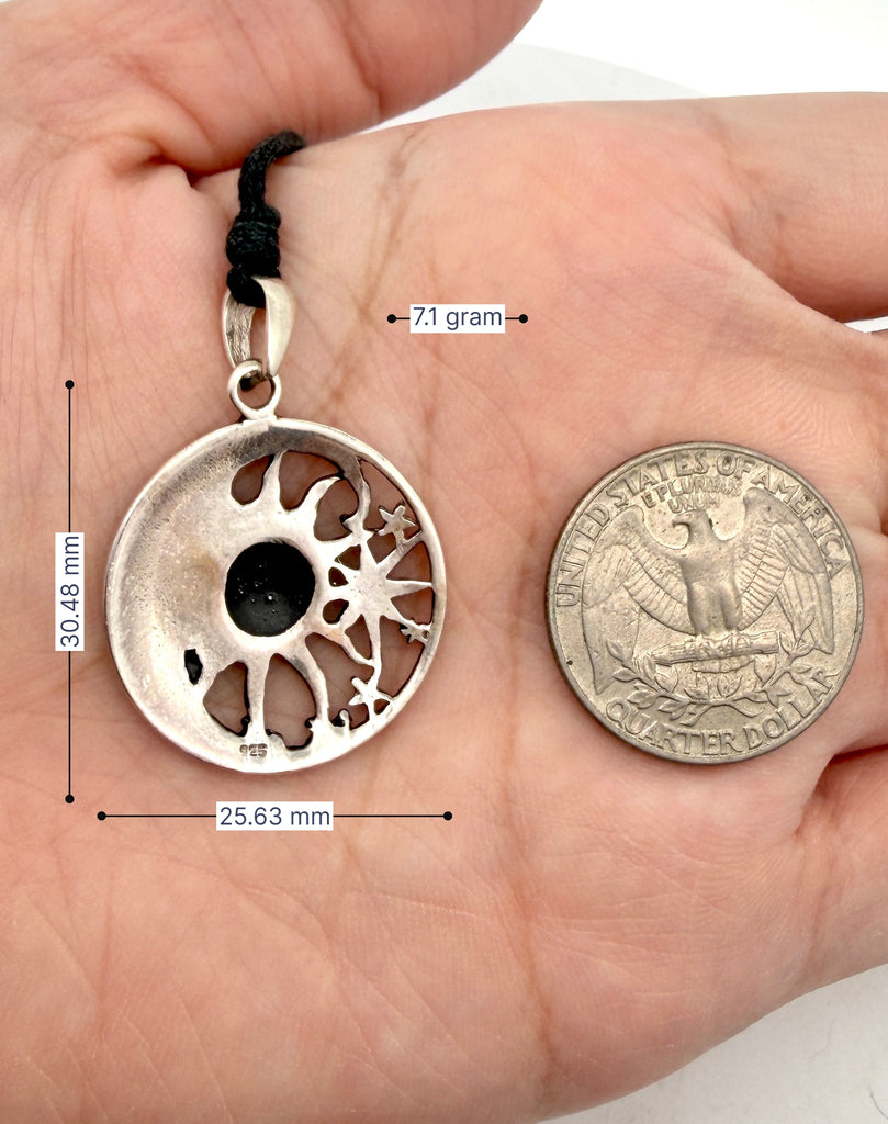 Sun Moon Ying Yang 92.5 Sterling Silver Pewter Brass Charm Necklace Pendant Jewelry