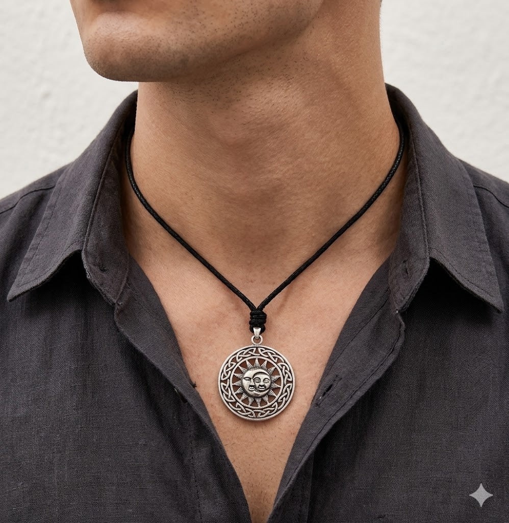 Sun & Moon Ying Yang 92.5 Sterling Silver Pewter Brass Charm Necklace Pendant Jewelry