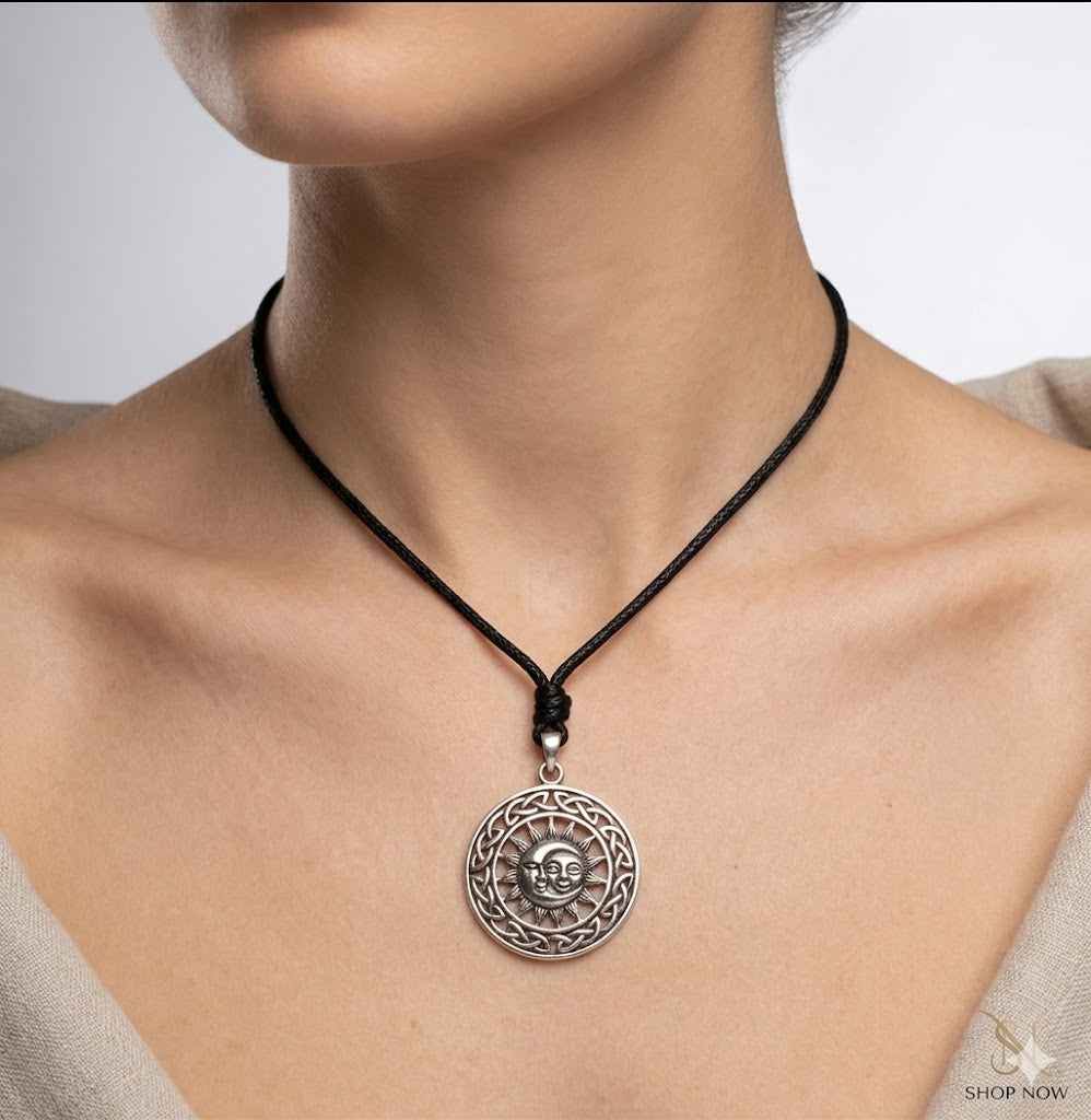 Sun & Moon Ying Yang 92.5 Sterling Silver Pewter Brass Charm Necklace Pendant Jewelry