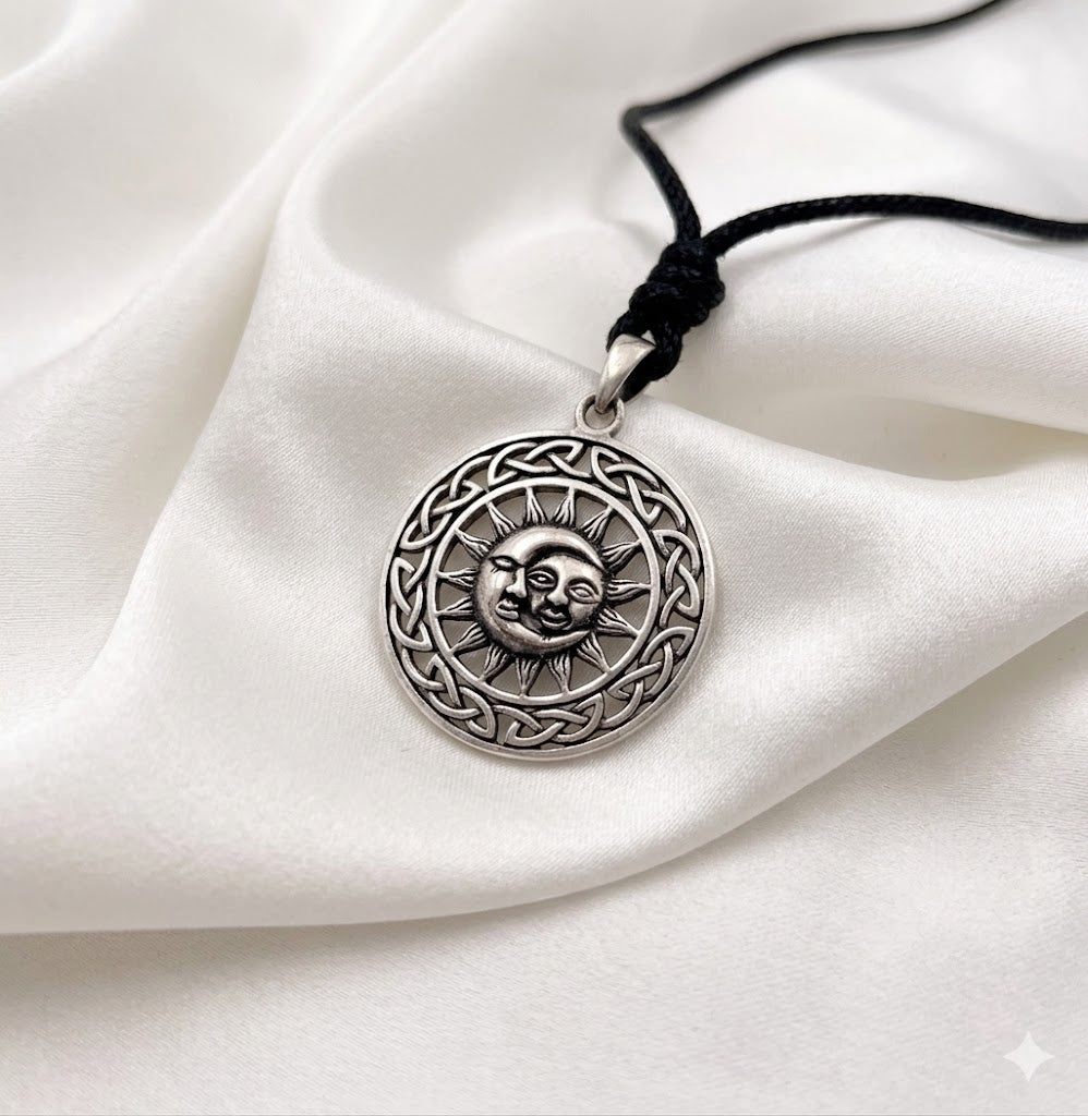 Sun & Moon Ying Yang 92.5 Sterling Silver Pewter Brass Charm Necklace Pendant Jewelry