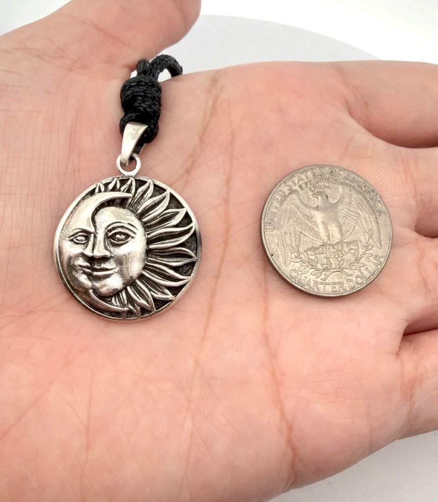 Sun Moon Ying Yang 92.5 Sterling Silver Pewter Brass Charm Necklace Pendant Jewelry