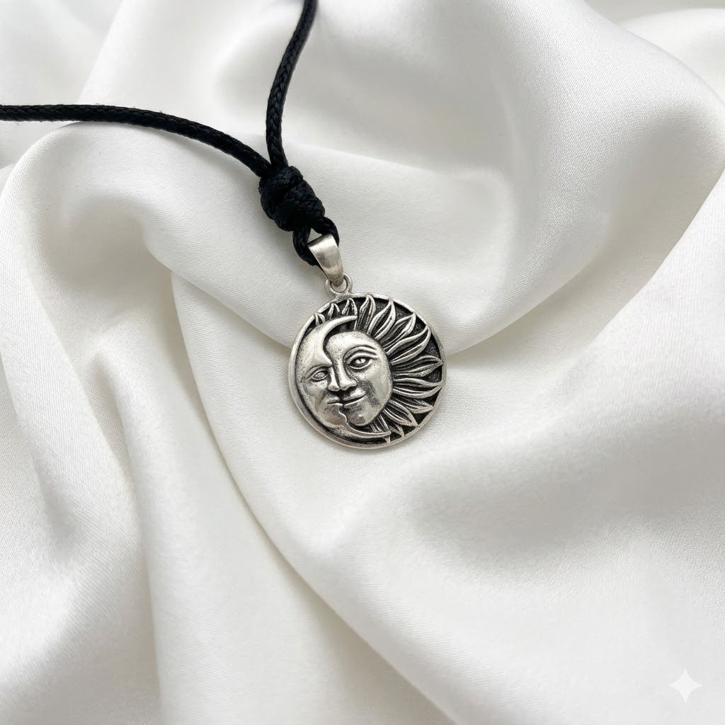 Sun Moon Ying Yang 92.5 Sterling Silver Pewter Brass Charm Necklace Pendant Jewelry
