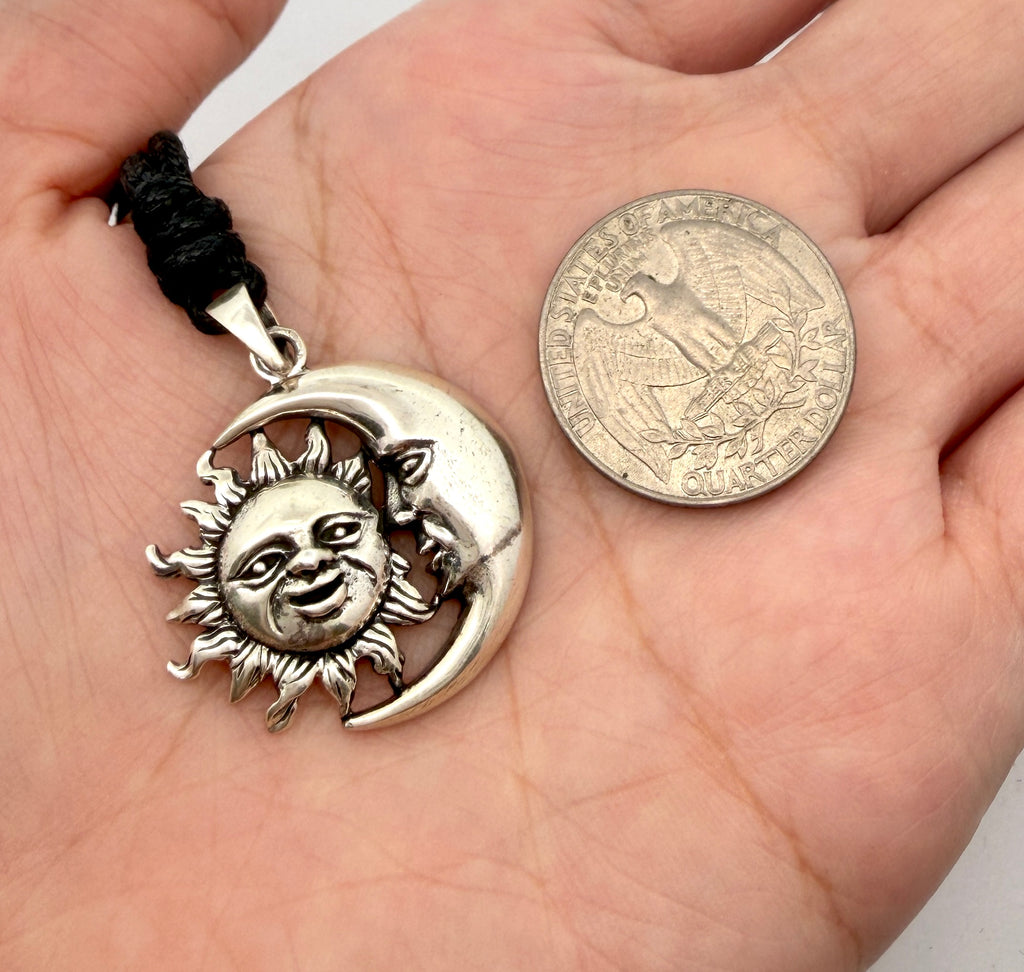 Sun & Moon Ying Yang 92.5 Sterling Silver Pewter Brass Charm Necklace Pendant Jewelry