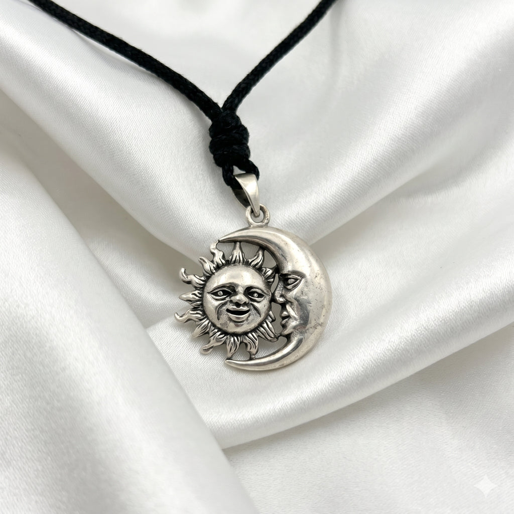 Sun & Moon Ying Yang 92.5 Sterling Silver Pewter Brass Charm Necklace Pendant Jewelry
