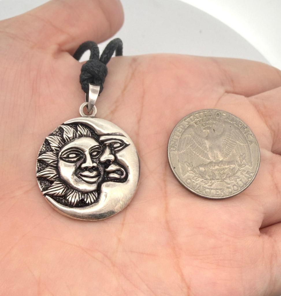 Sun Moon Ying Yang 92.5 Sterling Silver Pewter Brass Charm Necklace Pendant Jewelry