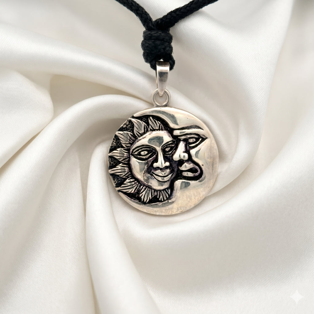 Sun Moon Ying Yang 92.5 Sterling Silver Pewter Brass Charm Necklace Pendant Jewelry