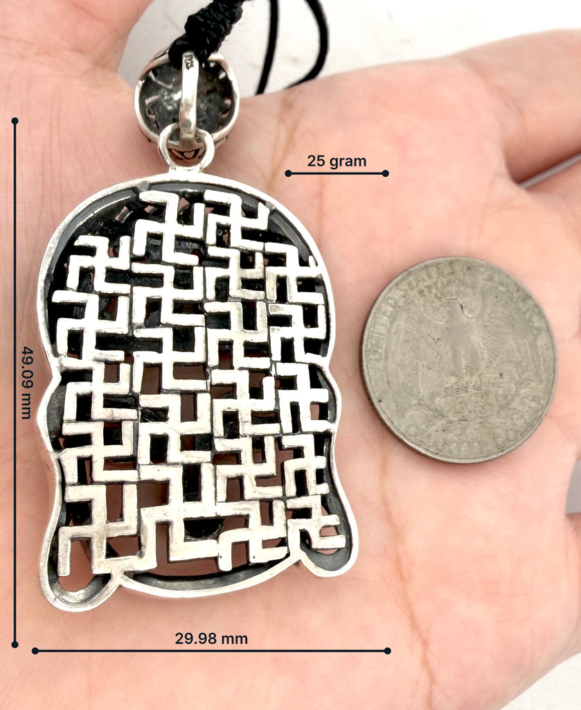 Tibetan Buddhist Buddha Head Sterling-silver Brass Charm Necklace Pendant Jewelry