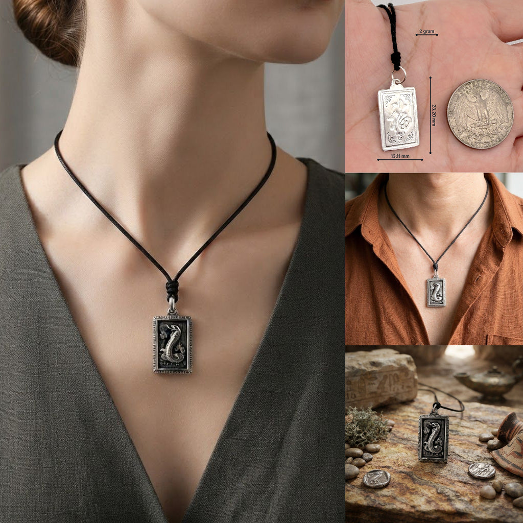 Rectangle Chinese Zodiac Sterling Silver Pewter Brass Necklace Pendant Jewelry