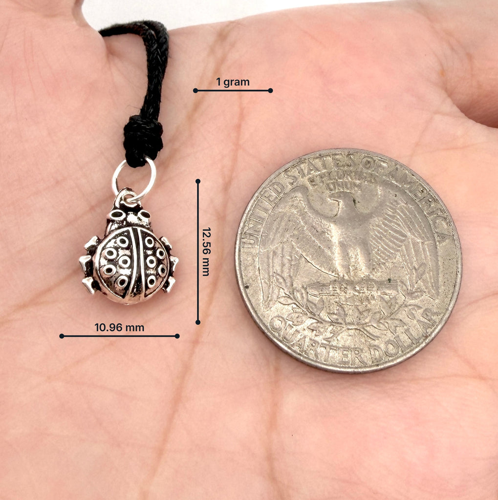 Mini Golden Ladybug Insect 92.5 Sterling Silver Brass Charm Necklace Pendant Jewelry