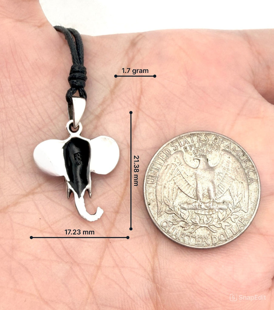 Elephant Face 92.5 Sterling Silver Pewter Gold Brass Charm Necklace Pendant Jewelry