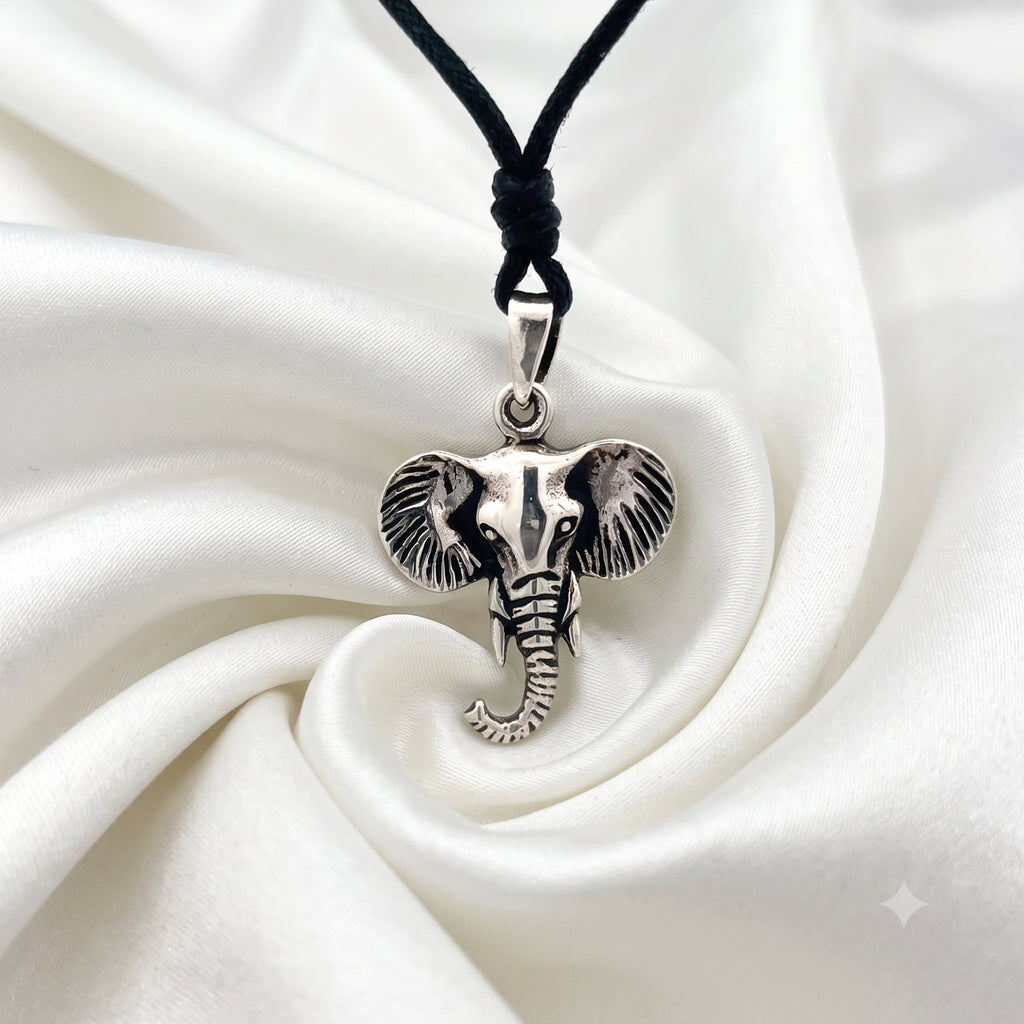 Elephant Face 92.5 Sterling Silver Pewter Gold Brass Charm Necklace Pendant Jewelry