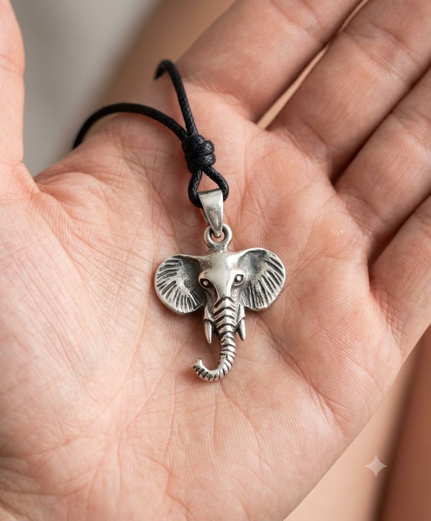 Elephant Face 92.5 Sterling Silver Pewter Gold Brass Charm Necklace Pendant Jewelry