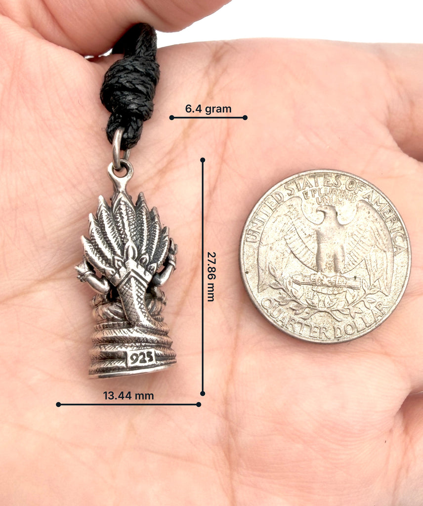 Ganesh Hindu Elephant God 92.5 Sterling Silver Brass Charm Necklace Pendant Jewelry