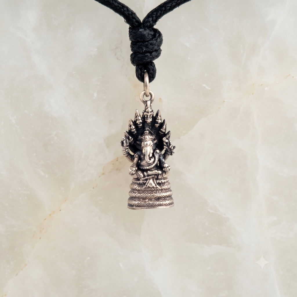 Ganesh Hindu Elephant God 92.5 Sterling Silver Brass Charm Necklace Pendant Jewelry
