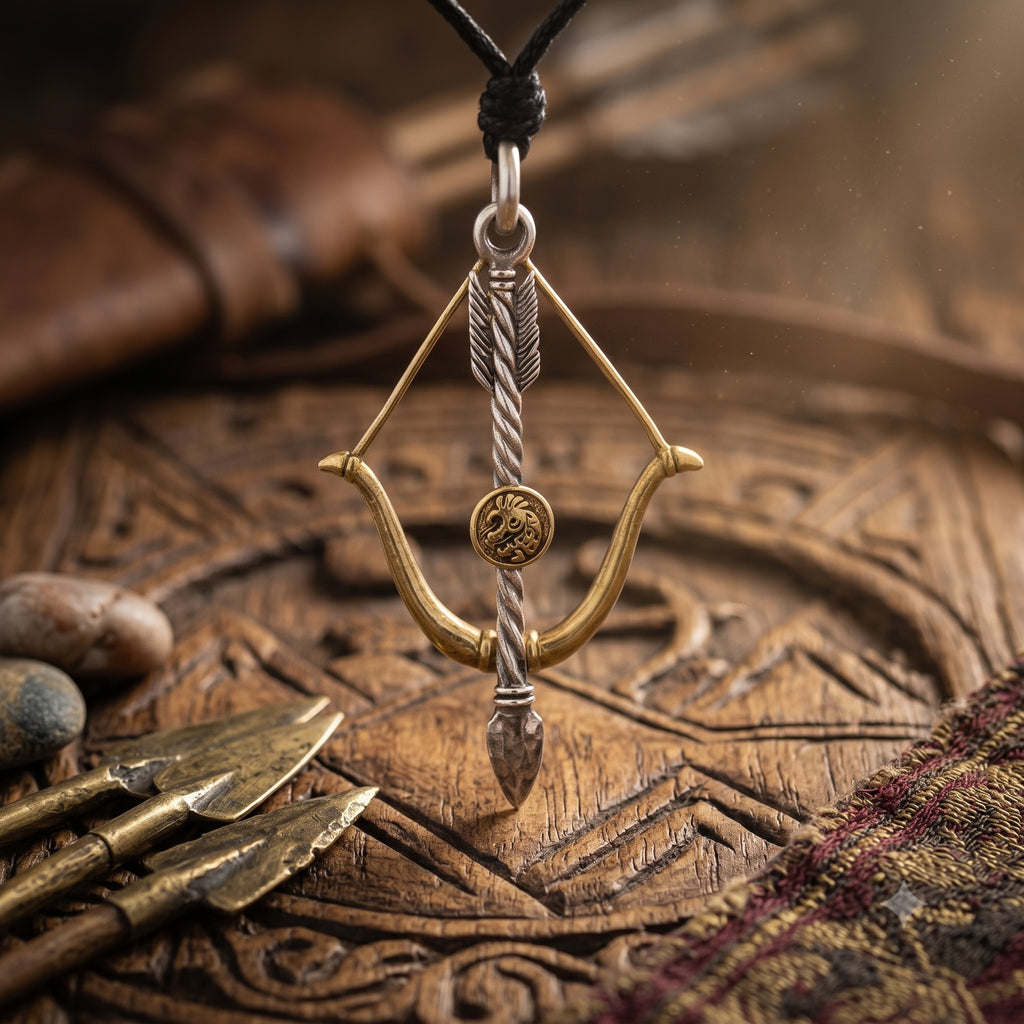 Bow And Arrow 92.5 Sterling Silver Brass Charm Necklace Pendant Jewelry