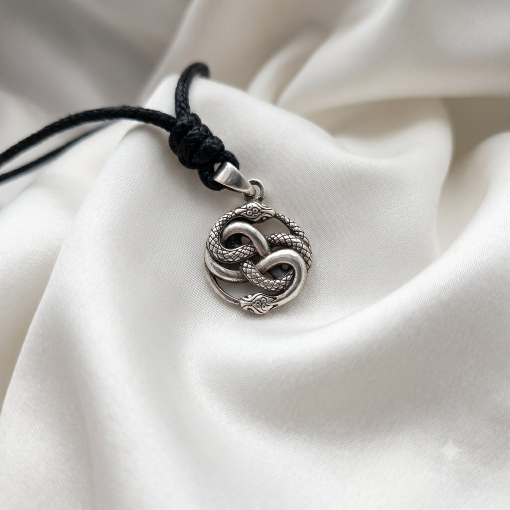 Ouroboros Snake 92.5 Sterling Silver Pewter Brass Charm Necklace Pendant Jewelry