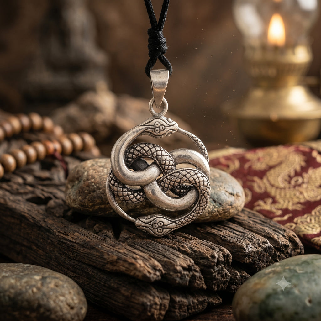 Ouroboros Snake 92.5 Sterling Silver Pewter Brass Charm Necklace Pendant Jewelry