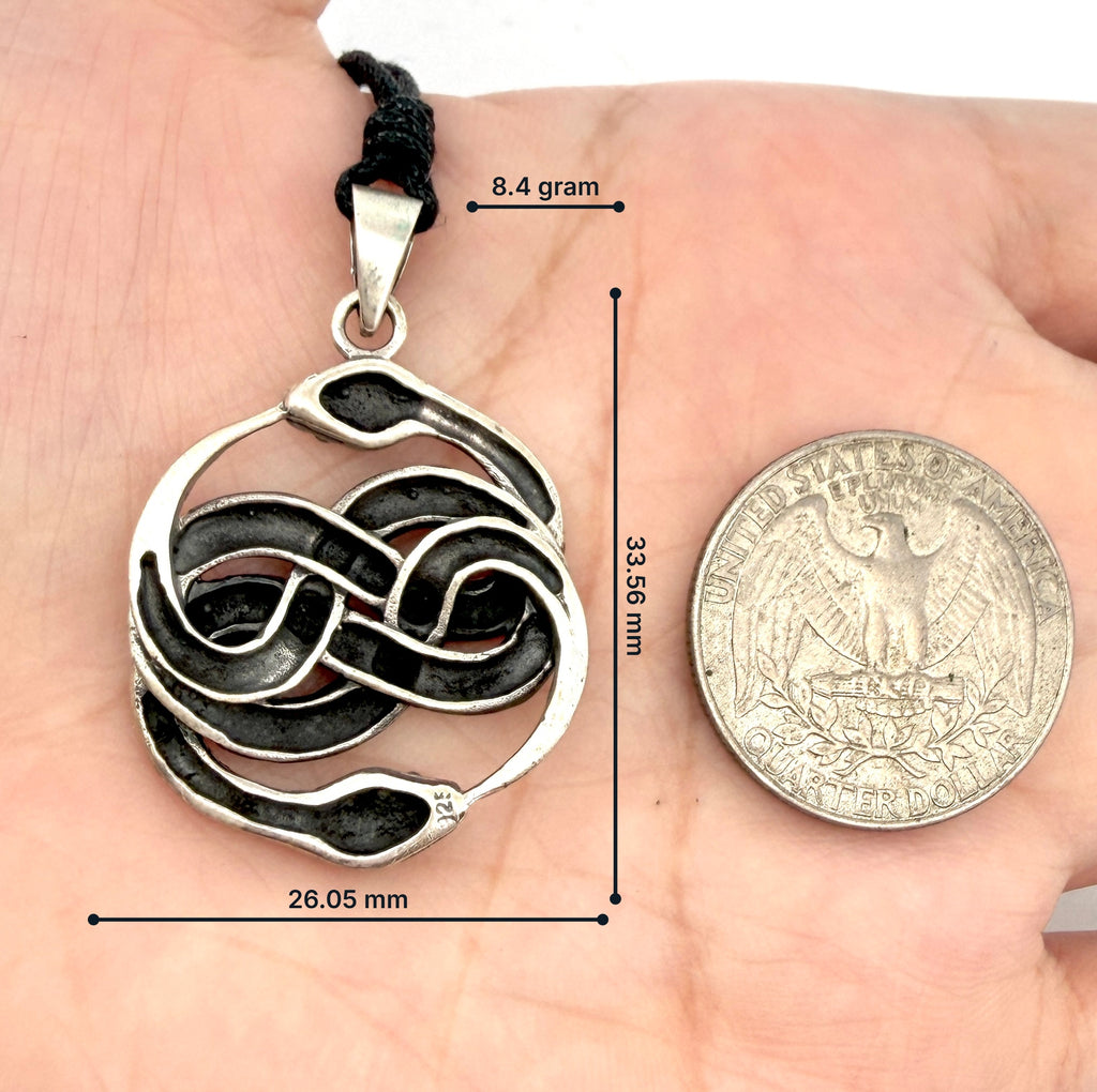 Ouroboros Snake 92.5 Sterling Silver Pewter Brass Charm Necklace Pendant Jewelry