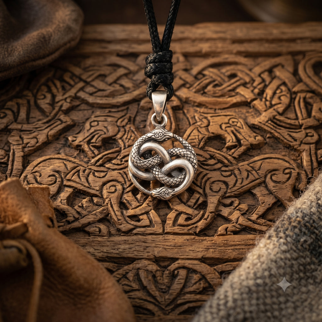 Ouroboros Snake 92.5 Sterling Silver Pewter Brass Charm Necklace Pendant Jewelry