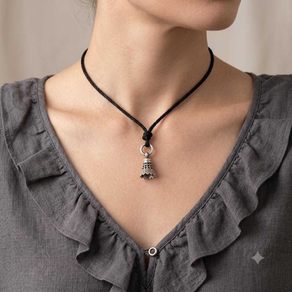 Shuttlecock 92.5 Sterling Silver Gold Brass Charm Necklace Pendant Jewelry