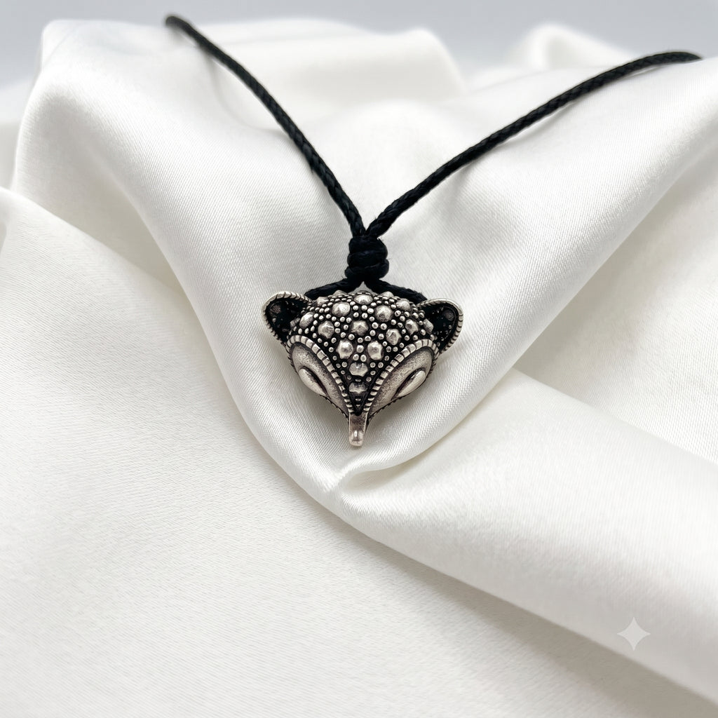 Fox Head 92.5 Sterling Silver Pewter Necklace Pendant Jewelry