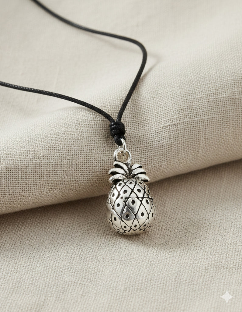 Hawaii Pineapple 92.5 Sterling Silver Gold Brass Necklace Pendant Jewelry