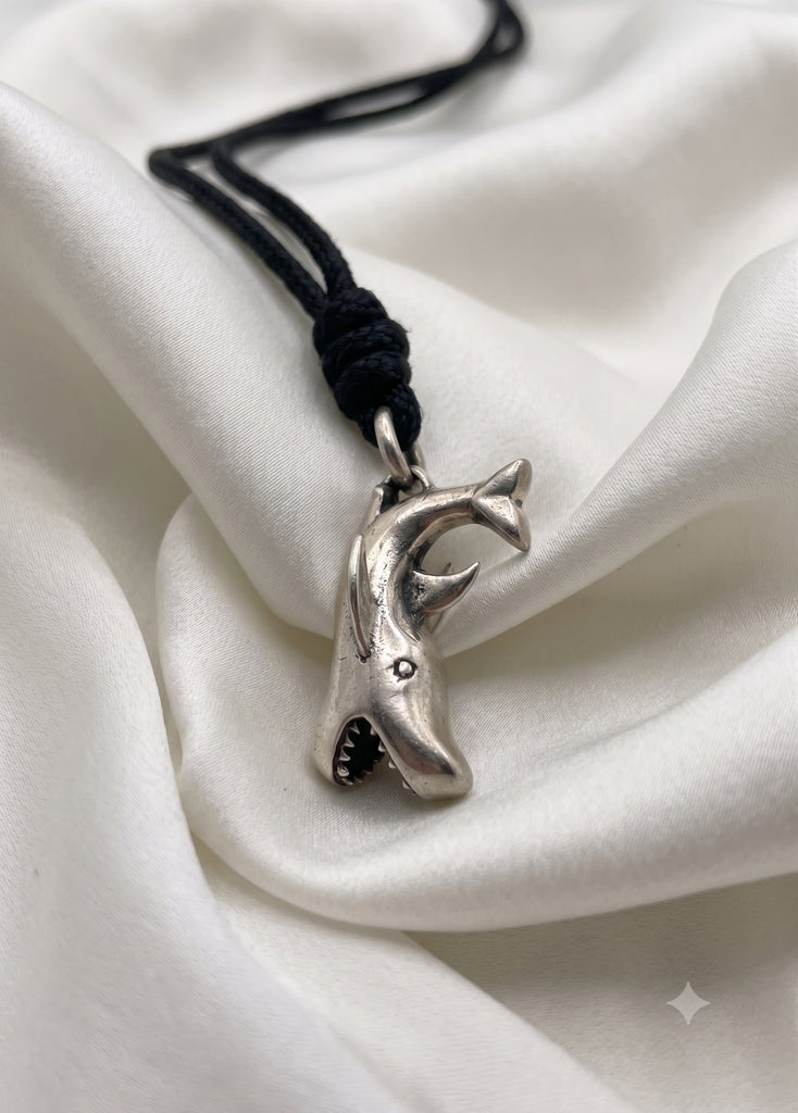 Scary Shark 92.5 Sterling Silver Pewter Charm Necklace Pendant Jewelry