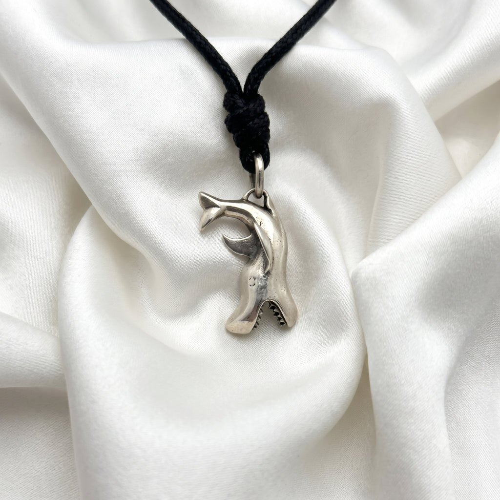Scary Shark 92.5 Sterling Silver Pewter Charm Necklace Pendant Jewelry