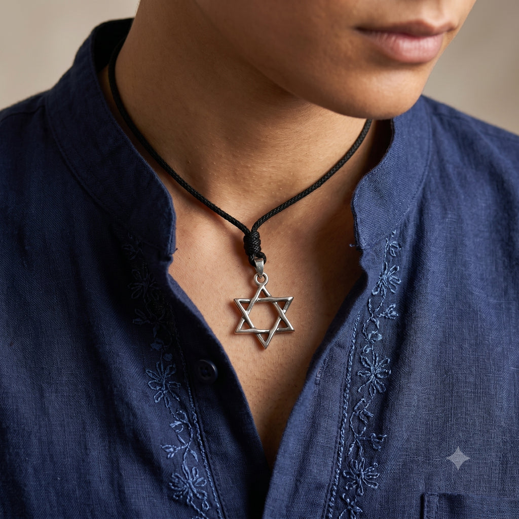 Star of David 92.5 Sterling Silver Pewter Brass Charm Necklace Pendant Jewelry