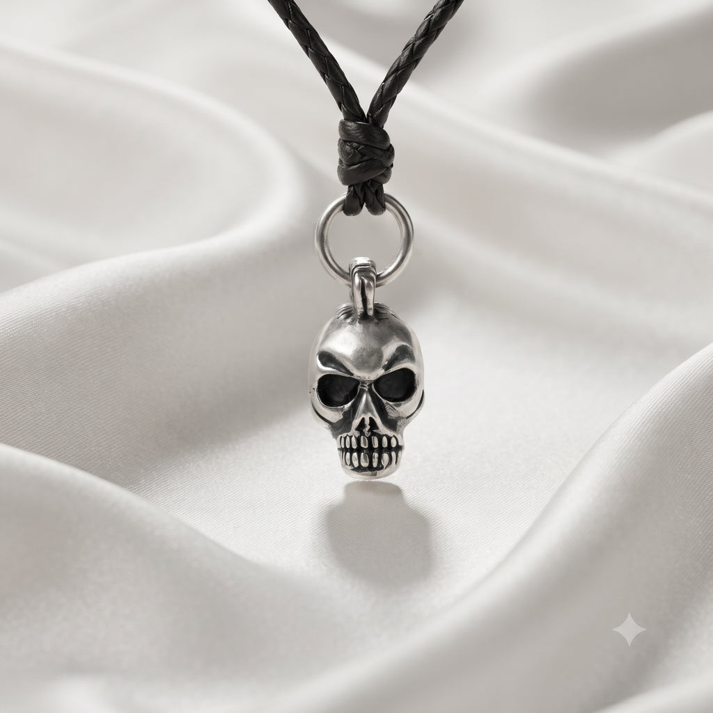 Skull Punk Mohawk 92.5 Sterling Silver Gold Brass Charm Necklace Pendant Jewelry