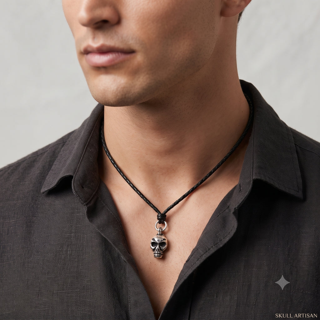 Skull Punk Mohawk 92.5 Sterling Silver Gold Brass Charm Necklace Pendant Jewelry