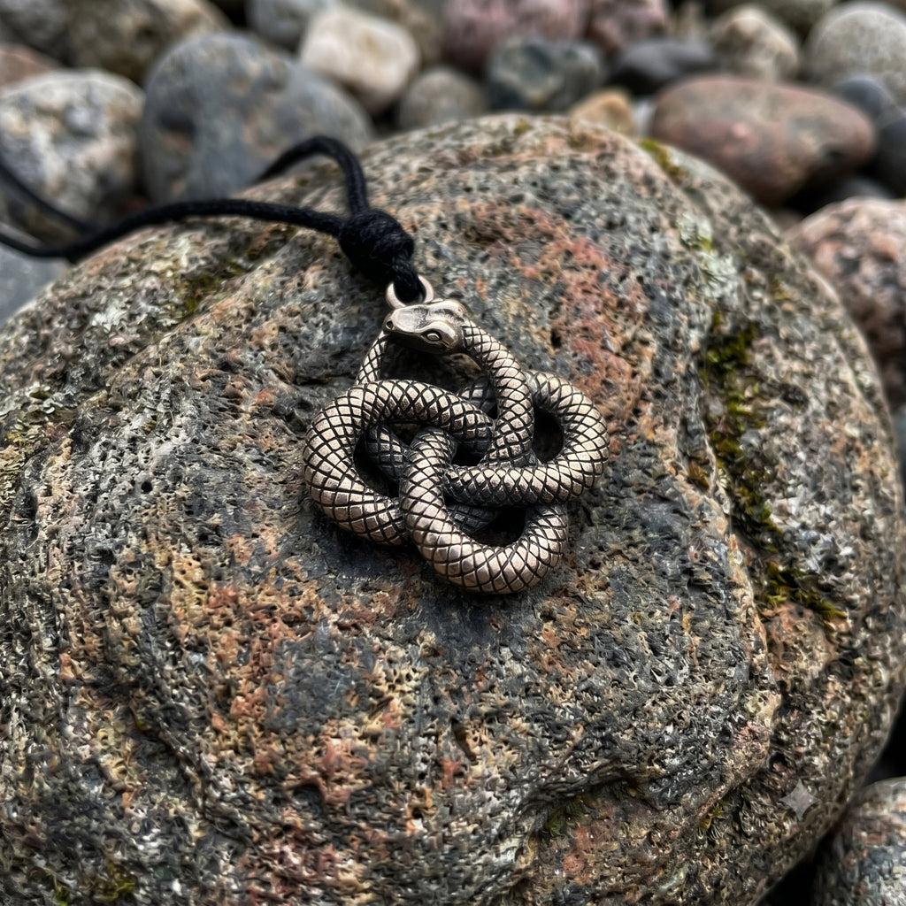 Ouroboros Snake Lying 92.5 Sterling Silver Pewter Brass Charm Necklace Pendant Jewelry