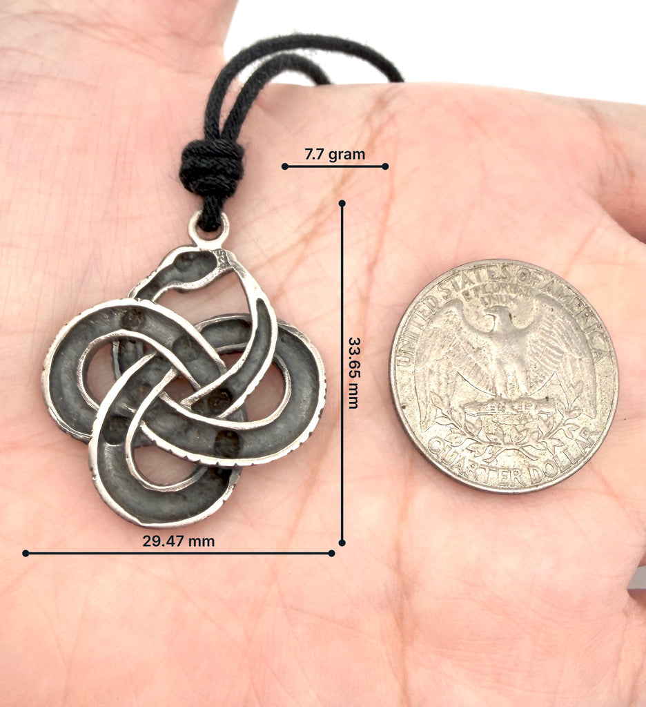 Ouroboros Snake Lying 92.5 Sterling Silver Pewter Brass Charm Necklace Pendant Jewelry