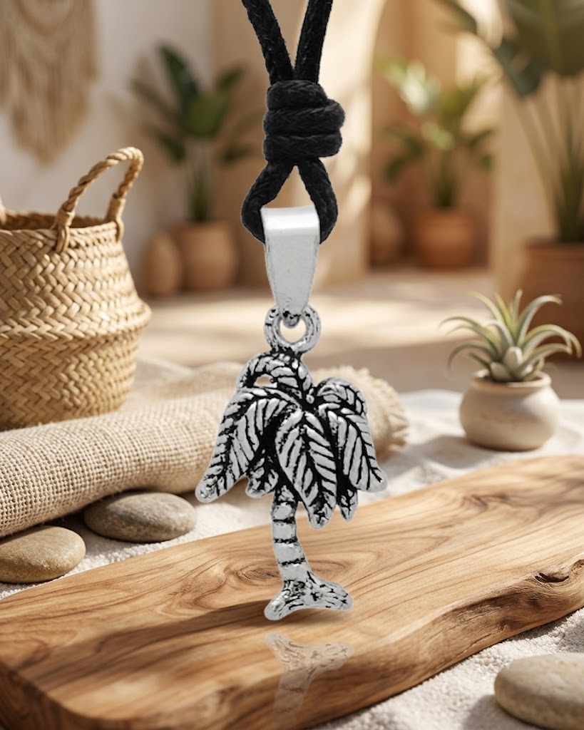 Mini Coconut Tree Sterling Silver Pewter Gold Brass Necklace Pendant Jewelry