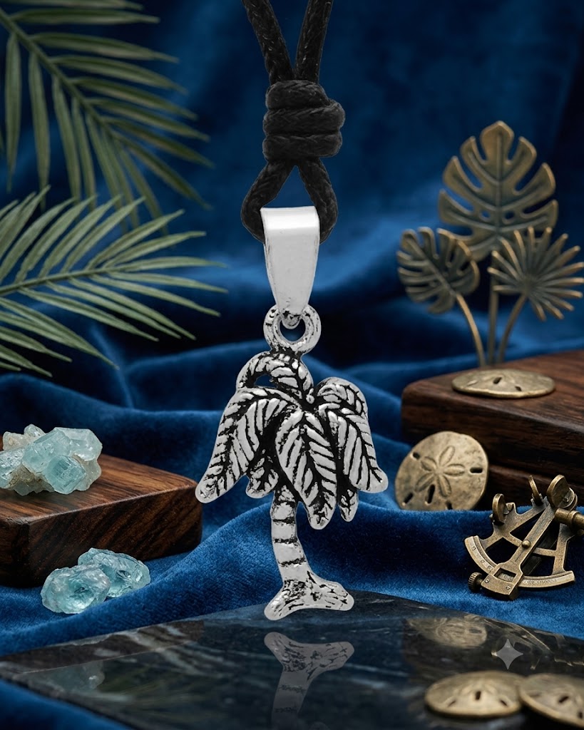 Mini Coconut Tree Sterling Silver Pewter Gold Brass Necklace Pendant Jewelry