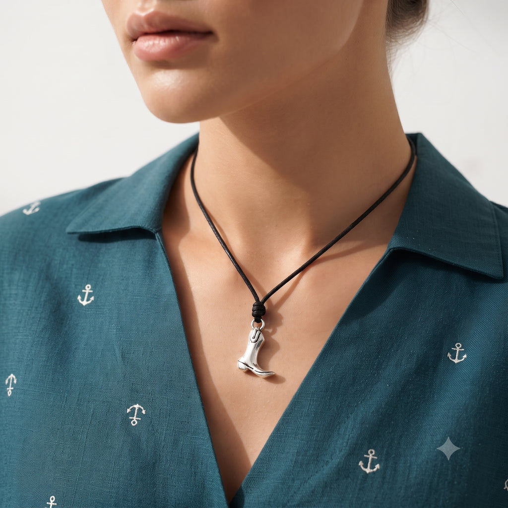 Women's Boots Pendant Sterling Silver Gold Brass Charm Necklace Pendant Jewelry