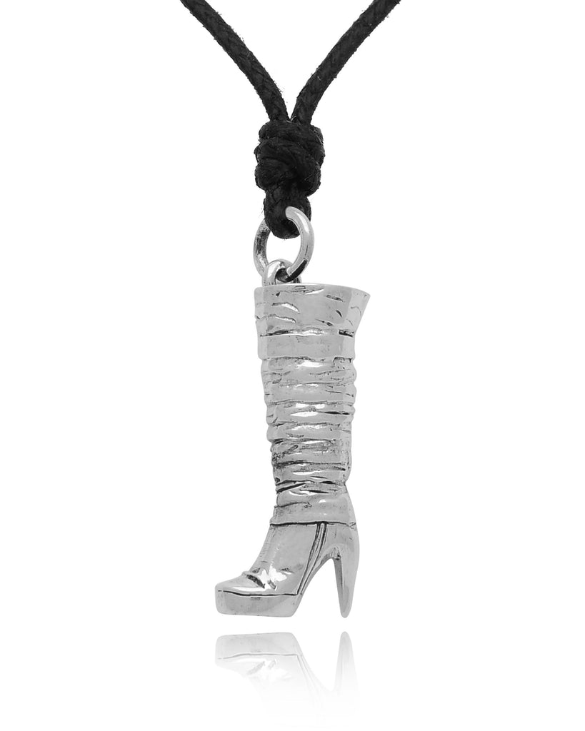 Women's Knee High Boots 92.5 Sterling Silver Gold Brass Charm Necklace Pendant Jewelry