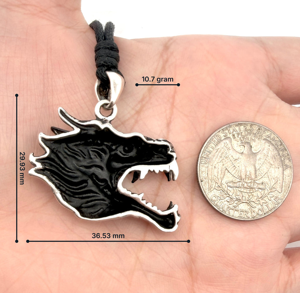 Dragon's Majesty Sterling-silver Brass Charm Necklace Pendant Jewelry