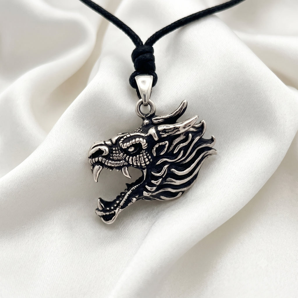 Dragon's Majesty Sterling-silver Brass Charm Necklace Pendant Jewelry