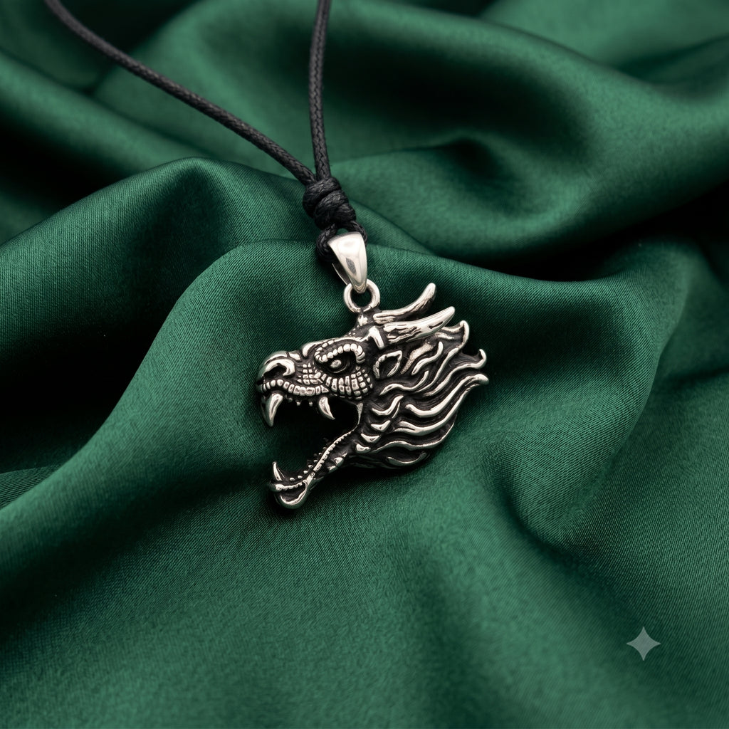 Dragon's Majesty Sterling-silver Brass Charm Necklace Pendant Jewelry