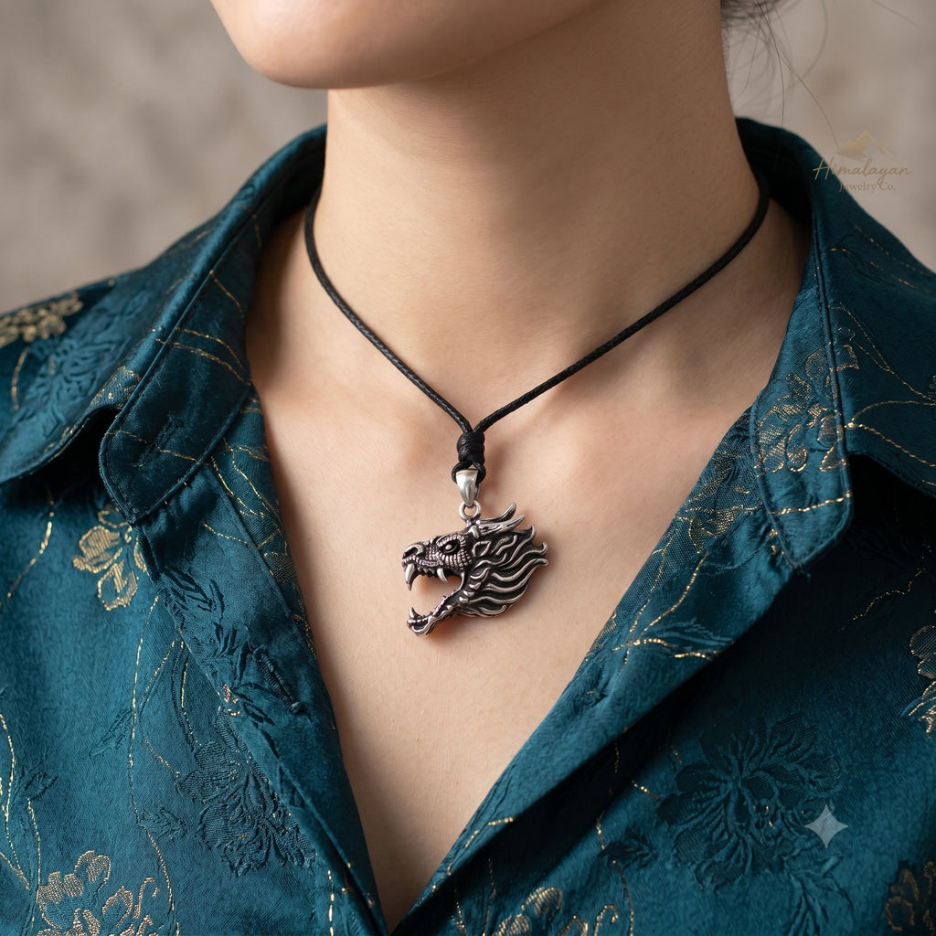 Dragon's Majesty Sterling-silver Brass Charm Necklace Pendant Jewelry