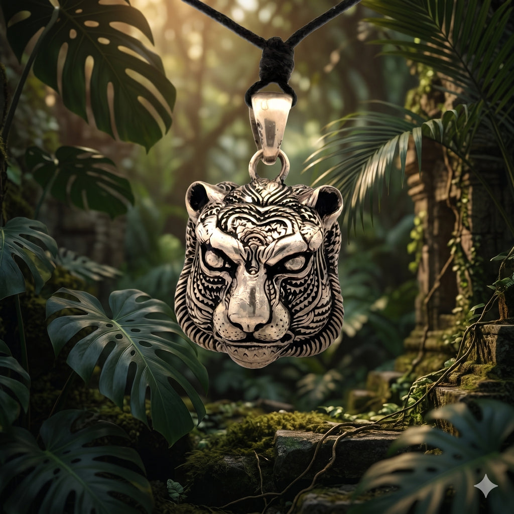 Panther Head 92.5Sterling Silver Gold Brass Necklace Pendant Jewelry