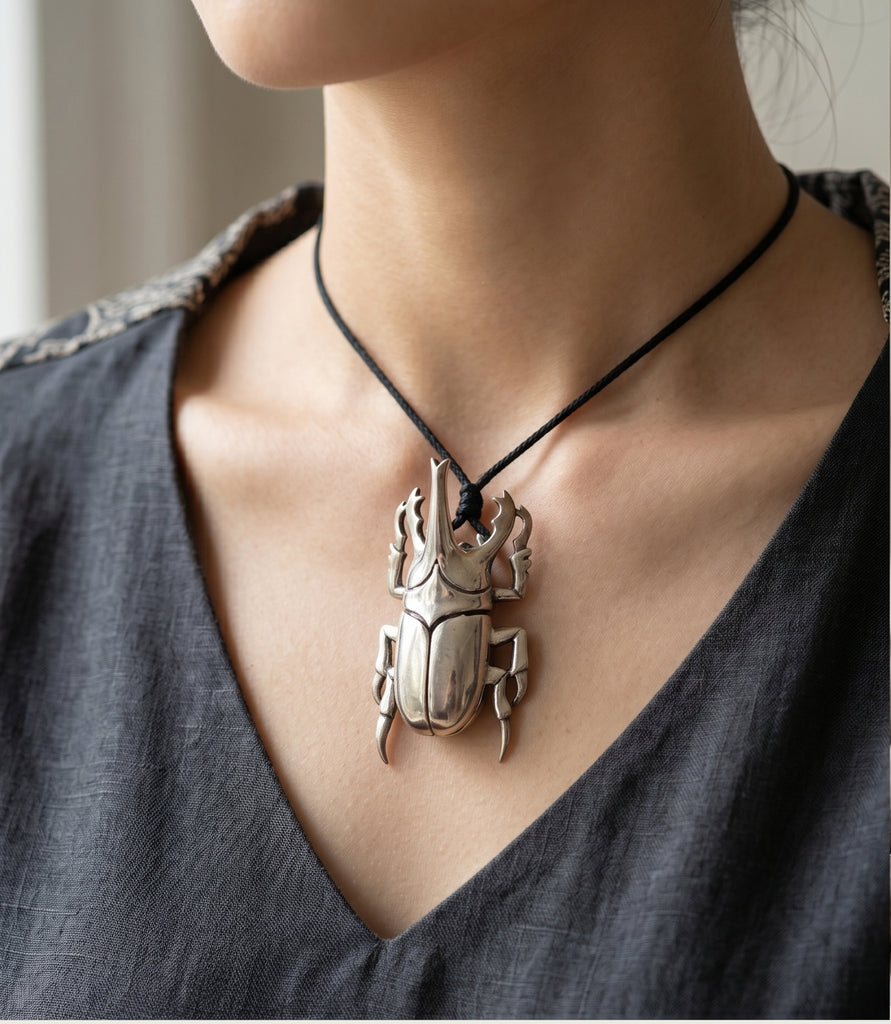 Hercules Maybug 92.5 Sterling Silver Gold Brass Charm Necklace Pendant Jewelry