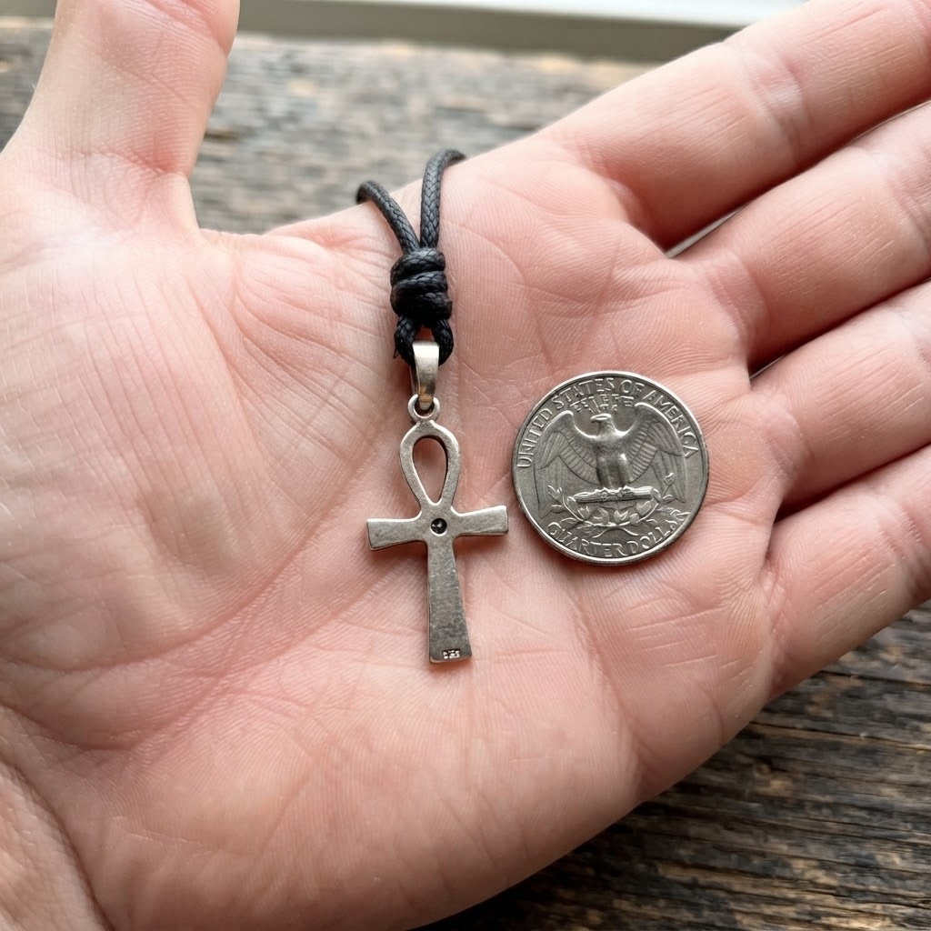 Egyptian Ankh 92.5 Sterling Silver Charm Necklace Pendant Jewelry