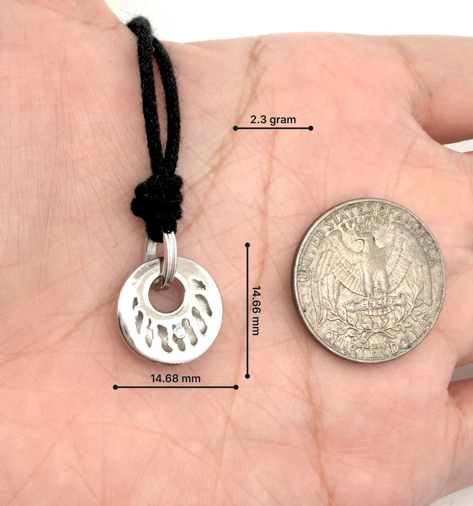 Donut Circle 92.5 Sterling Silver Charm Necklace Pendant Jewelry