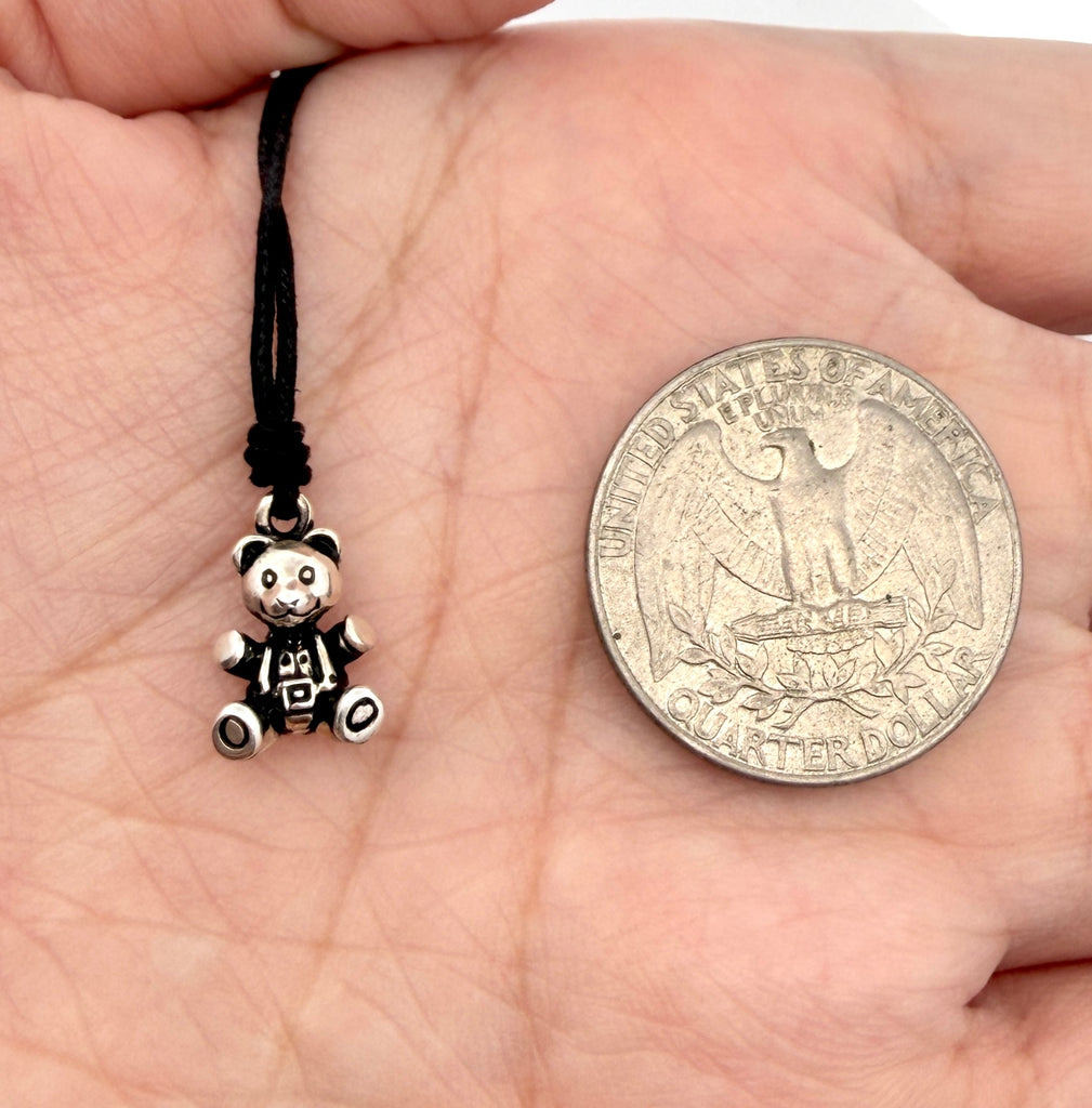 Cute Teddy Bear 92.5 Sterling Silver Gold Brass Charm Necklace Pendant Jewelry