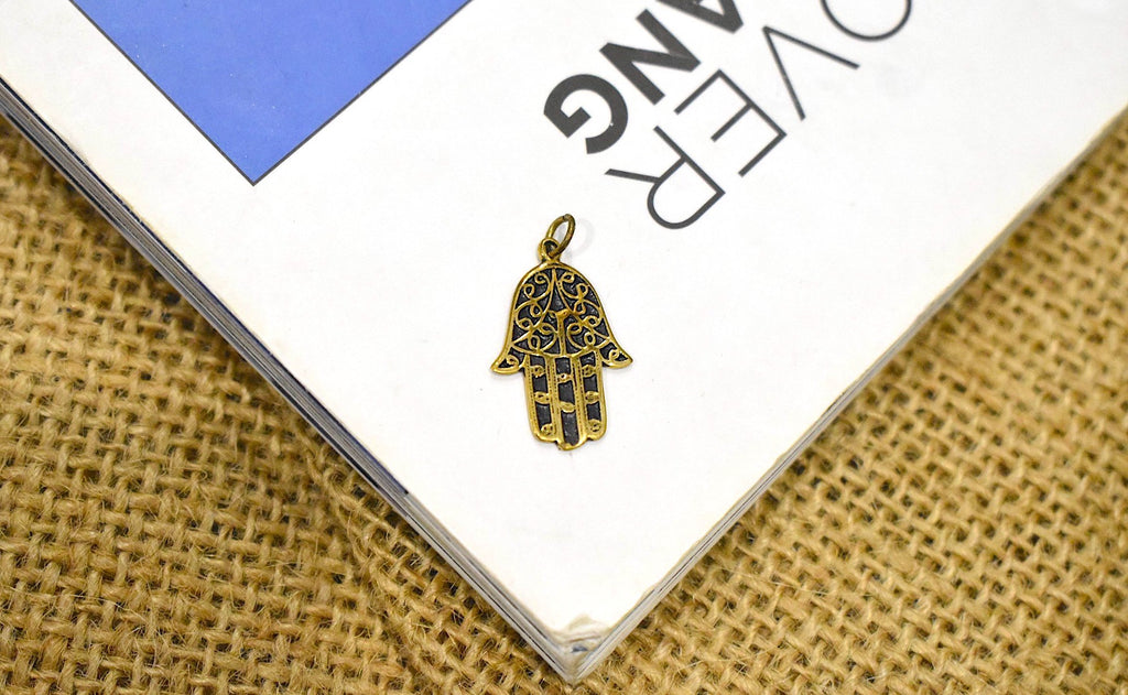 Jewish Hamsa Hand of God Handmade Brass Necklace Pendant Jewelry