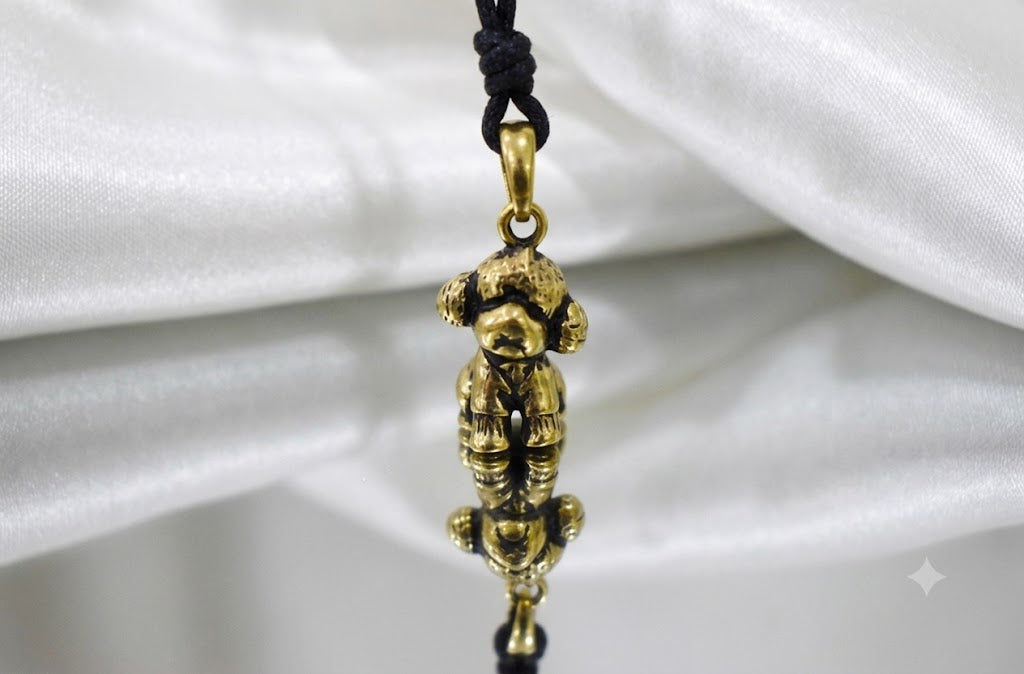 Vintage Cute Teddy Dog 92.5 Sterling Silver Gold Brass Pendant Necklace Jewelry